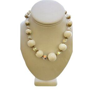 Vintage Acrylic & AB Crystal Necklace (A8246)